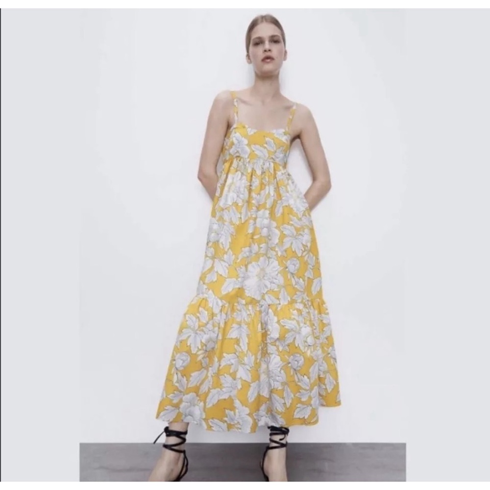 Zara Yellow Floral Maxi Dress